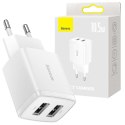 Baseus Mocna Ładowarka sieciowa Baseus Compact 2x USB 2.1A 10.5W Biała