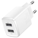 Baseus Mocna Ładowarka sieciowa Baseus Compact 2x USB 2.1A 10.5W Biała