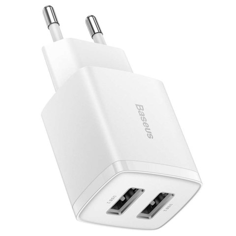 Baseus Mocna Ładowarka sieciowa Baseus Compact 2x USB 2.1A 10.5W Biała Baseus Mocna Ładowarka sieciowa Baseus Compact 2x USB 2.1A 10.5W Biała