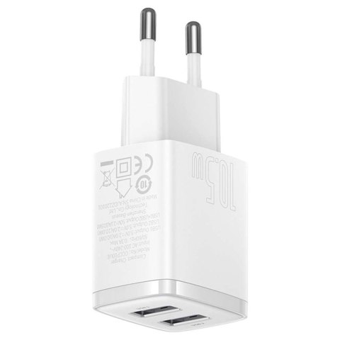 Baseus Mocna Ładowarka sieciowa Baseus Compact 2x USB 2.1A 10.5W Biała Baseus Mocna Ładowarka sieciowa Baseus Compact 2x USB 2.1A 10.5W Biała