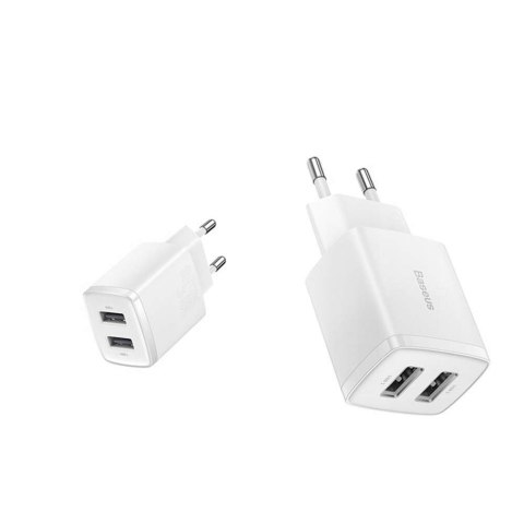 Baseus Mocna Ładowarka sieciowa Baseus Compact 2x USB 2.1A 10.5W Biała Baseus Mocna Ładowarka sieciowa Baseus Compact 2x USB 2.1A 10.5W Biała