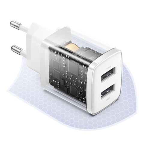 Baseus Mocna Ładowarka sieciowa Baseus Compact 2x USB 2.1A 10.5W Biała Baseus Mocna Ładowarka sieciowa Baseus Compact 2x USB 2.1A 10.5W Biała