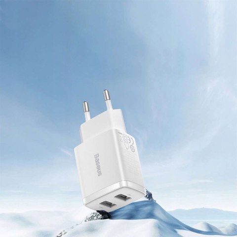 Baseus Mocna Ładowarka sieciowa Baseus Compact 2x USB 2.1A 10.5W Biała Baseus Mocna Ładowarka sieciowa Baseus Compact 2x USB 2.1A 10.5W Biała