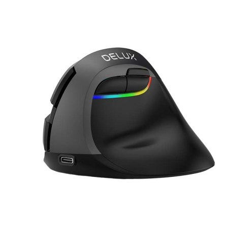 Delux Bezprzewodowa mysz pionowa Delux M618Mini BT+2.4G RGB 4000DPI (czarna) Delux Bezprzewodowa mysz pionowa Delux M618Mini BT+2.4G RGB 4000DPI (czarna)