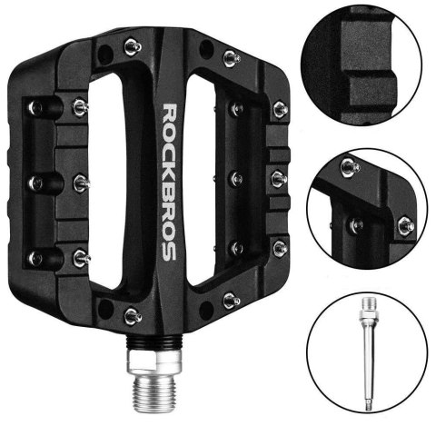 RockBros Pedały rowerowe RockBros 2017-12CBK platformowe nylon Czarne RockBros Pedały rowerowe RockBros 2017-12CBK platformowe nylon Czarne