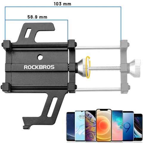 RockBros Uchwyt rowerowy RockBros 699-BK na kierownicę do telefonu na rower motor hulajnogę Czarny RockBros Uchwyt rowerowy RockBros 699-BK na kierownicę do telefonu na rower motor hulajnogę Czarny