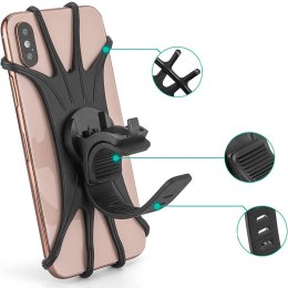 RockBros Uchwyt rowerowy silikonowy RockBros LF436BK na rower motocykl hulajnogę na kierownicę do telefonu Czarny