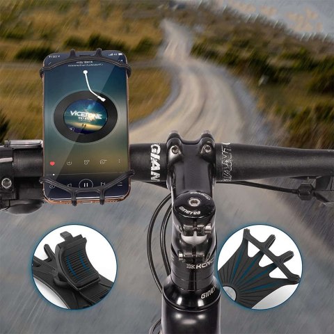 RockBros Uchwyt rowerowy silikonowy RockBros LF436BK na rower motocykl hulajnogę na kierownicę do telefonu Czarny RockBros Uchwyt rowerowy silikonowy RockBros LF436BK na rower motocykl hulajnogę na kierownicę do telefonu Czarny