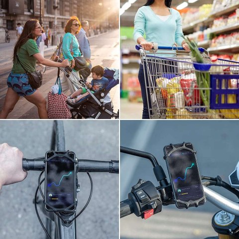 RockBros Uchwyt rowerowy silikonowy RockBros LF436BK na rower motocykl hulajnogę na kierownicę do telefonu Czarny RockBros Uchwyt rowerowy silikonowy RockBros LF436BK na rower motocykl hulajnogę na kierownicę do telefonu Czarny