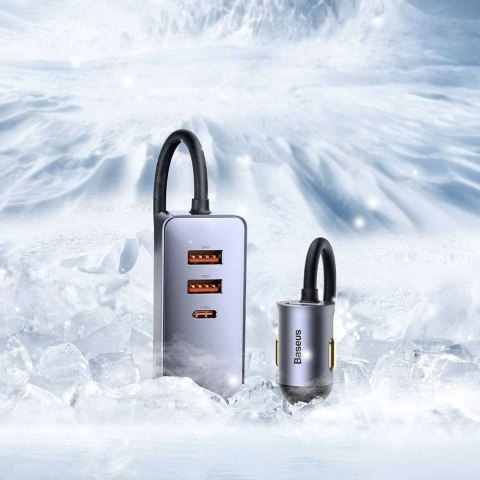 Baseus Ładowarka samochodowa Baseus Share Together z przedłużaczem 3x USB + USB-C 120W Szara Baseus Ładowarka samochodowa Baseus Share Together z przedłużaczem 3x USB + USB-C 120W Szara