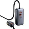 Baseus Ładowarka samochodowa Baseus Share Together z przedłużaczem 3x USB + USB-C 120W Szara