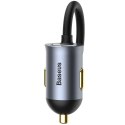 Baseus Ładowarka samochodowa Baseus Share Together z przedłużaczem 3x USB + USB-C 120W Szara