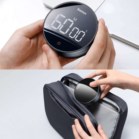 Baseus Minutnik stoper kuchenny timer Baseus Heyo Pro Dark cyfrowy czasomierz obrotowy Szary Baseus Minutnik stoper kuchenny timer Baseus Heyo Pro Dark cyfrowy czasomierz obrotowy Szary