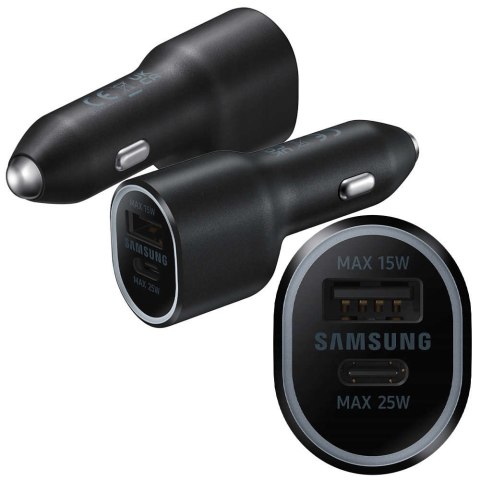 Samsung Oryginalna Ładowarka do samochodu Samsung EP-L4020NBEGEU USB + TYPE-C 15W/ 25W Czarna Samsung Oryginalna Ładowarka do samochodu Samsung EP-L4020NBEGEU USB + TYPE-C 15W/ 25W Czarna