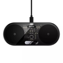 Baseus Baseus Digital LED Display podwójna ładowarka bezprzewodowa z cyfrowym wyświetlaczem 20W czarny (WXSX010101)
