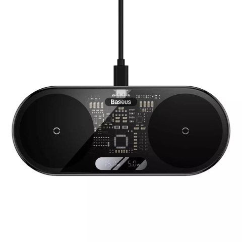 Baseus Baseus Digital LED Display podwójna ładowarka bezprzewodowa z cyfrowym wyświetlaczem 20W czarny (WXSX010101) Baseus Baseus Digital LED Display podwójna ładowarka bezprzewodowa z cyfrowym wyświetlaczem 20W czarny (WXSX010101)