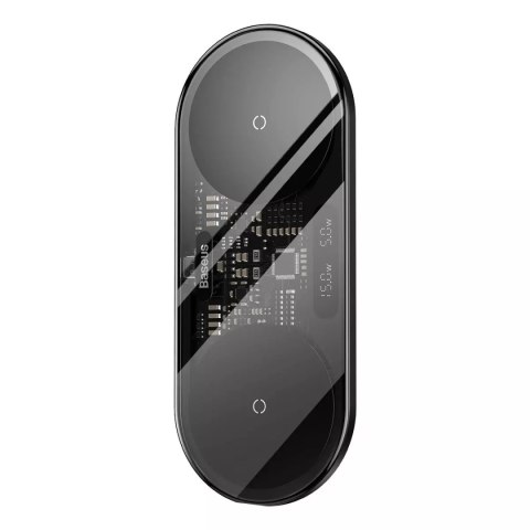 Baseus Baseus Digital LED Display podwójna ładowarka bezprzewodowa z cyfrowym wyświetlaczem 20W czarny (WXSX010101) Baseus Baseus Digital LED Display podwójna ładowarka bezprzewodowa z cyfrowym wyświetlaczem 20W czarny (WXSX010101)