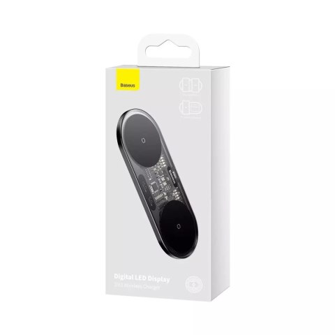 Baseus Baseus Digital LED Display podwójna ładowarka bezprzewodowa z cyfrowym wyświetlaczem 20W czarny (WXSX010101) Baseus Baseus Digital LED Display podwójna ładowarka bezprzewodowa z cyfrowym wyświetlaczem 20W czarny (WXSX010101)