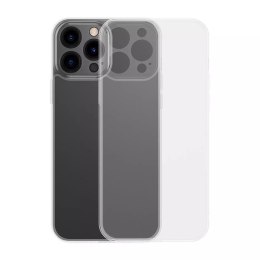 Baseus Baseus Frosted Glass Case etui pokrowiec do iPhone 13 Pro Max sztywna obudowa z żelową ramką przezroczysty (ARWS000802)