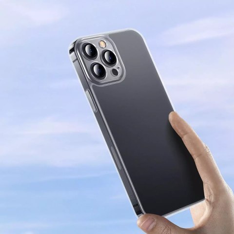 Baseus Baseus Frosted Glass Case etui pokrowiec do iPhone 13 Pro Max sztywna obudowa z żelową ramką przezroczysty (ARWS000802) Baseus Baseus Frosted Glass Case etui pokrowiec do iPhone 13 Pro Max sztywna obudowa z żelową ramką przezroczysty (ARWS000802)