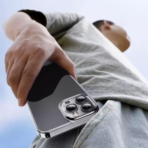 Baseus Baseus Frosted Glass Case etui pokrowiec do iPhone 13 Pro Max sztywna obudowa z żelową ramką przezroczysty (ARWS000802) Baseus Baseus Frosted Glass Case etui pokrowiec do iPhone 13 Pro Max sztywna obudowa z żelową ramką przezroczysty (ARWS000802)