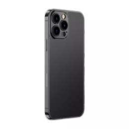 Baseus Baseus Frosted Glass Case etui pokrowiec do iPhone 13 Pro sztywna obudowa z żelową ramką czarny (ARWS001001)