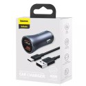 Baseus Baseus Golden Contactor Pro szybka ładowarka samochodowa 2x USB 40 W Quick Charge SCP FCP AFC + kabel USB - USB Typ C szary (TZC