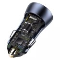 Baseus Baseus Golden Contactor Pro szybka ładowarka samochodowa 2x USB 40 W Quick Charge SCP FCP AFC + kabel USB - USB Typ C szary (TZC