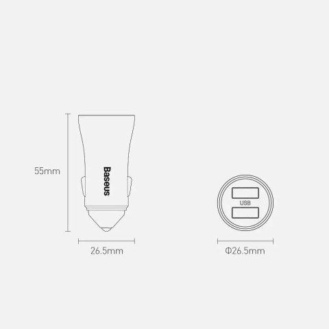 Baseus Baseus Golden Contactor Pro szybka ładowarka samochodowa 2x USB 40 W Quick Charge SCP FCP AFC + kabel USB - USB Typ C szary (TZC Baseus Baseus Golden Contactor Pro szybka ładowarka samochodowa 2x USB 40 W Quick Charge SCP FCP AFC + kabel USB - USB Typ C szary (TZC