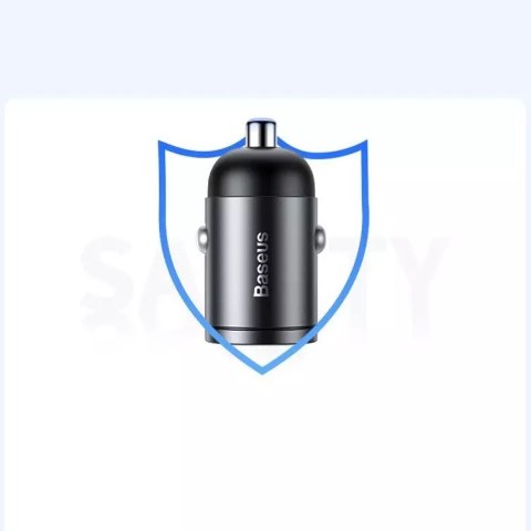 Baseus Baseus Tiny Star PPS mini inteligentna ładowarka samochodowa USB Typ C 30W Quick Charge 3.0 PD 3.0 szary (VCHX-B0G) Baseus Baseus Tiny Star PPS mini inteligentna ładowarka samochodowa USB Typ C 30W Quick Charge 3.0 PD 3.0 szary (VCHX-B0G)