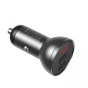 Baseus Baseus ładowarka samochodowa 2x USB 4,8A 24W z LCD + kabel 3w1 USB - USB Typ C / micro USB / Lightning 1,2m czarny (TZCCBX-0G)