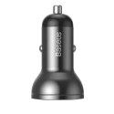 Baseus Baseus ładowarka samochodowa 2x USB 4,8A 24W z LCD + kabel 3w1 USB - USB Typ C / micro USB / Lightning 1,2m czarny (TZCCBX-0G)