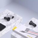 Baseus Baseus ładowarka samochodowa 2x USB 4,8A 24W z LCD + kabel 3w1 USB - USB Typ C / micro USB / Lightning 1,2m czarny (TZCCBX-0G)