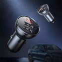 Baseus Baseus ładowarka samochodowa 2x USB 4,8A 24W z LCD + kabel 3w1 USB - USB Typ C / micro USB / Lightning 1,2m czarny (TZCCBX-0G)