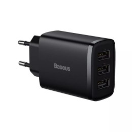 Baseus Ładowarka sieciowa Baseus Compact 3x USB Type A 17W Czarna