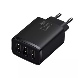 Baseus Ładowarka sieciowa Baseus Compact 3x USB Type A 17W Czarna