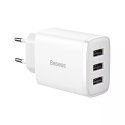 Baseus Ładowarka sieciowa Baseus Compact Quick Charger 3x USB 17W do telefonu tabletu słuchawek Biała