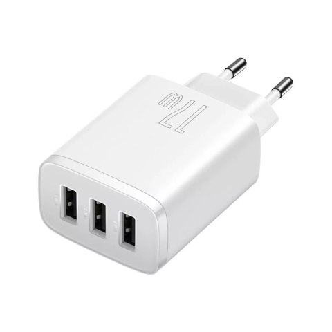Baseus Ładowarka sieciowa Baseus Compact Quick Charger 3x USB 17W do telefonu tabletu słuchawek Biała Baseus Ładowarka sieciowa Baseus Compact Quick Charger 3x USB 17W do telefonu tabletu słuchawek Biała