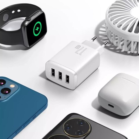 Baseus Ładowarka sieciowa Baseus Compact Quick Charger 3x USB 17W do telefonu tabletu słuchawek Biała Baseus Ładowarka sieciowa Baseus Compact Quick Charger 3x USB 17W do telefonu tabletu słuchawek Biała