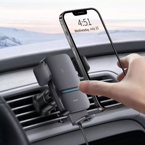 Baseus Uchwyt samochodowy Baseus Wisdom Holder do auta na telefon z ładowarką indukcyjną QI na kratkę Czarny Baseus Uchwyt samochodowy Baseus Wisdom Holder do auta na telefon z ładowarką indukcyjną QI na kratkę Czarny