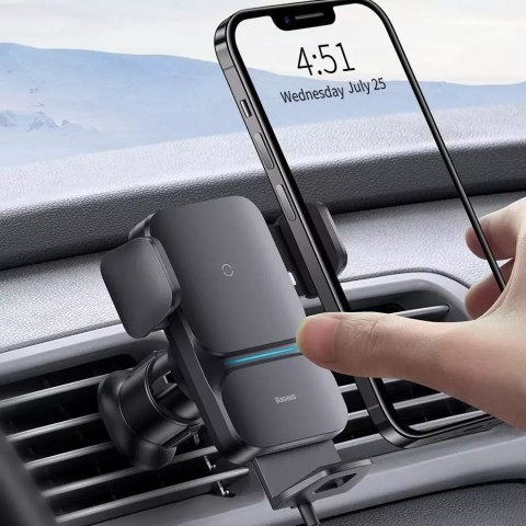Baseus Uchwyt samochodowy Baseus Wisdom Holder do auta na telefon z ładowarką indukcyjną QI na kratkę Czarny Baseus Uchwyt samochodowy Baseus Wisdom Holder do auta na telefon z ładowarką indukcyjną QI na kratkę Czarny