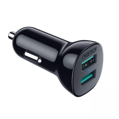 Choetech Choetech ładowarka samochodowa 2 x USB Quick Charge 3.0 30W 2,4A czarna (C0051) Choetech Choetech ładowarka samochodowa 2 x USB Quick Charge 3.0 30W 2,4A czarna (C0051)
