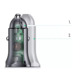 UGreen Ugreen ładowarka samochodowa USB Typ C / USB 24W Power Delivery Quick Charge szary (30780)