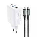 Acefast Acefast 2w1 ładowarka sieciowa GaN 65W USB Typ C / USB, adapter przejściówka HDMI 4K@60Hz (zestaw z kablem) biały (A17 white)