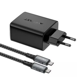 Acefast Acefast 2w1 ładowarka sieciowa GaN 65W USB Typ C / USB, adapter przejściówka HDMI 4K@60Hz (zestaw z kablem) czarny (A17 black)