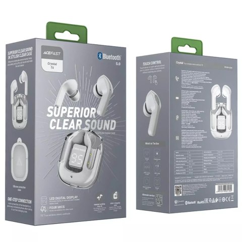 Acefast Acefast dokanałowe słuchawki bezprzewodowe TWS Bluetooth szary (T6 modern grey) Acefast Acefast dokanałowe słuchawki bezprzewodowe TWS Bluetooth szary (T6 modern grey)