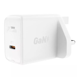 Acefast Acefast ładowarka sieciowa GaN (wtyczka UK) USB Typ C 30W, Power Delivery, PPS, Q3 3.0, AFC, FCP biały (A24 UK white)