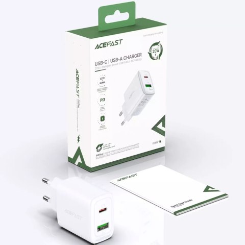 Acefast Acefast ładowarka sieciowa USB Typ C / USB 20W, PPS, PD, QC 3.0, AFC, FCP biały (A25 white) Acefast Acefast ładowarka sieciowa USB Typ C / USB 20W, PPS, PD, QC 3.0, AFC, FCP biały (A25 white)