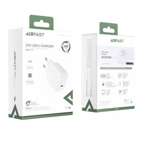 Acefast Acefast szybka ładowarka sieciowa USB Typ C 20W Power Delivery biały (A1 EU white) Acefast Acefast szybka ładowarka sieciowa USB Typ C 20W Power Delivery biały (A1 EU white)