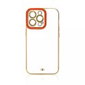 Apple Fashion Case etui do iPhone 12 Pro żelowy pokrowiec ze złotą ramką czerwony